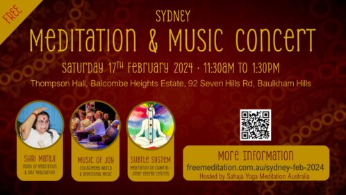 Sydney Sahaja Yoga Meditation & Music Concert – Sat 17th Feb 2024