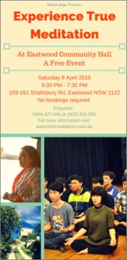 Experience True Meditation in Sydney, Saturday 9th April